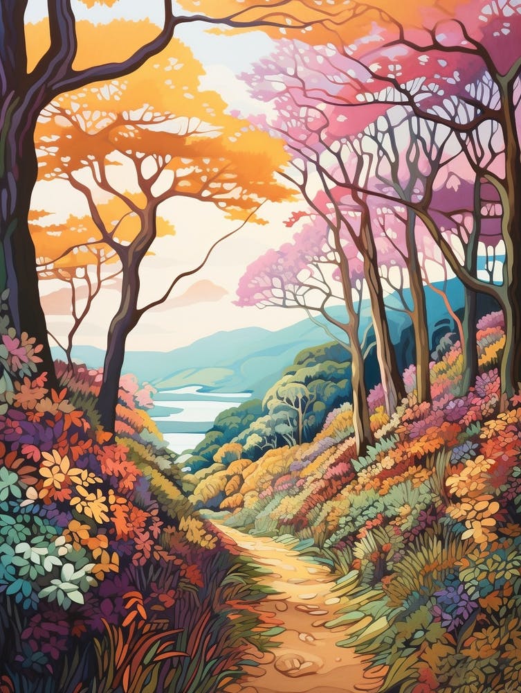 Queen Charlotte Track New Zealand 2 Hike Illustration