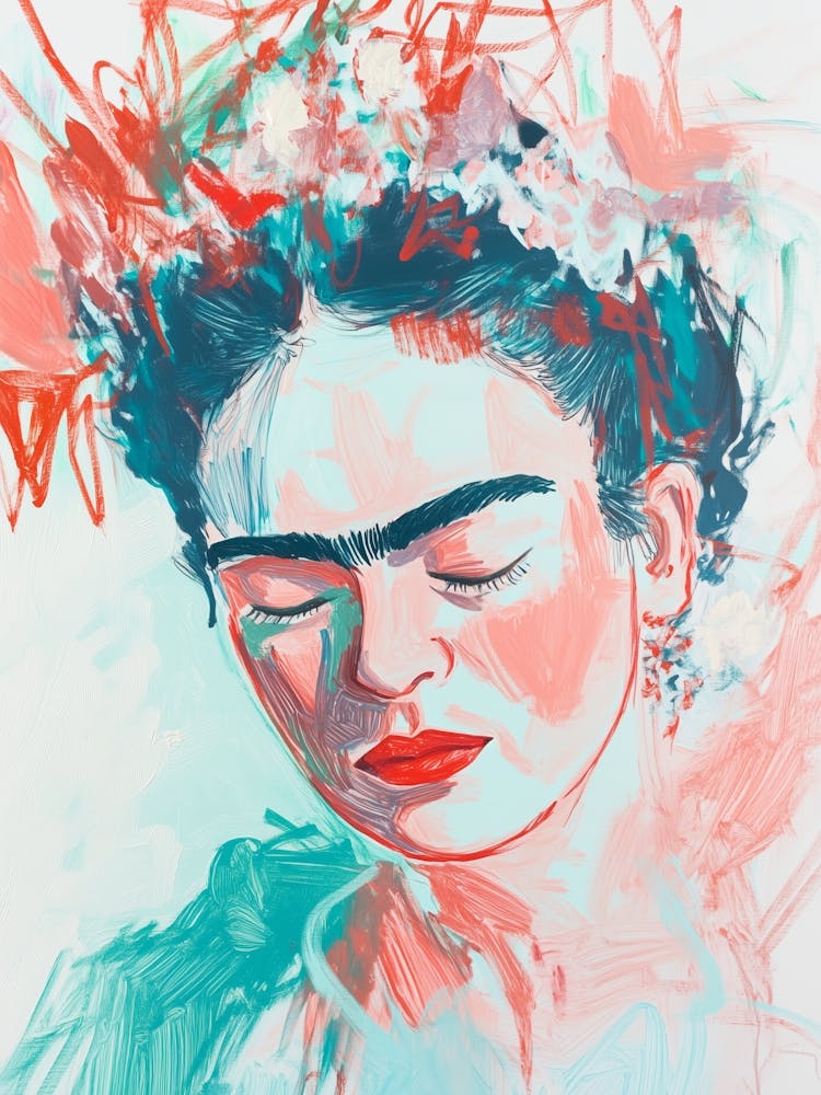 Frida Kahlo Zeichnung, Abstrakte malerei Skizze, sanfte Farben