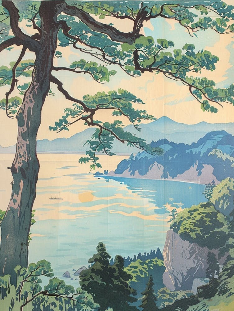 Kagoshima Japan 2 Retro Illustration
