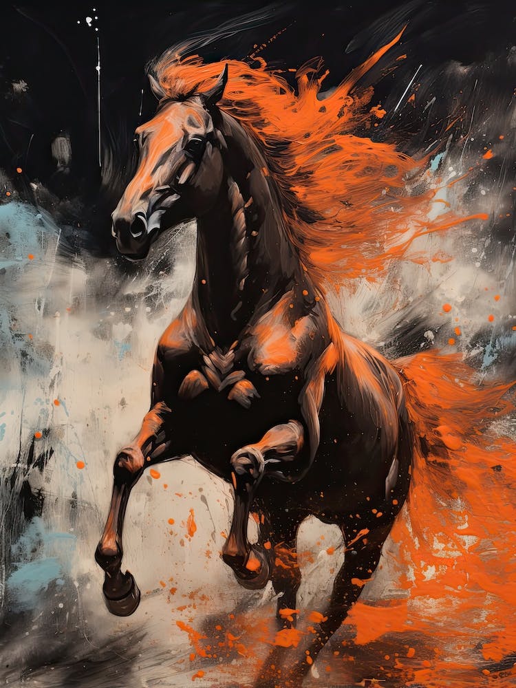 A Horse Painting In The Style Of Palette Negative Painting 4