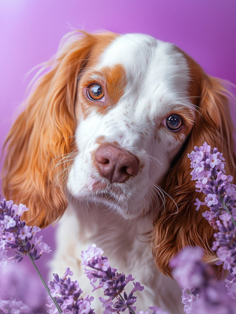 Lavender Dog Portrait.Generated AI. Wall.Generated AI. Wall