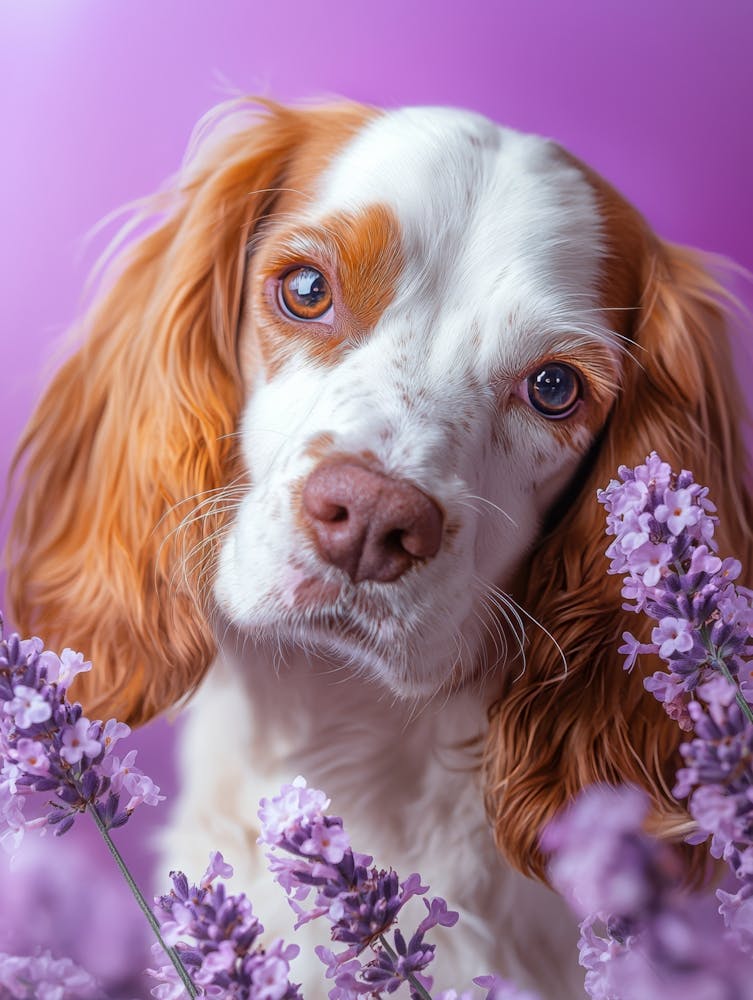 Lavender Dog Portrait.Generated AI. Wall.Generated AI. Wall