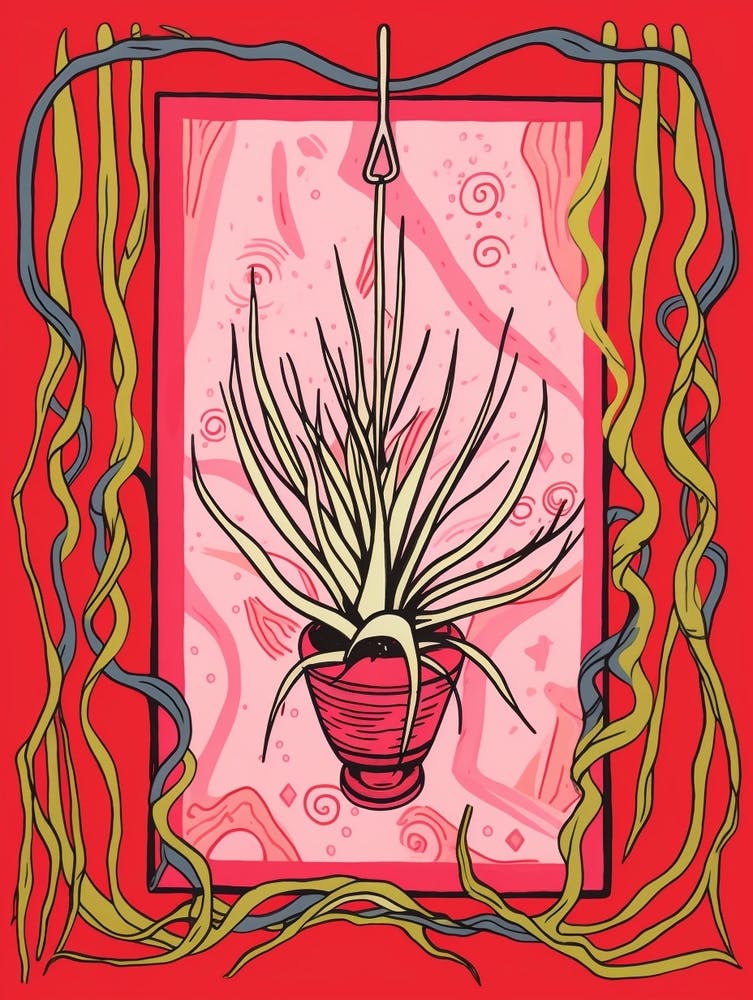 Pinke und rote Pflanzenillustration Luftpflanze