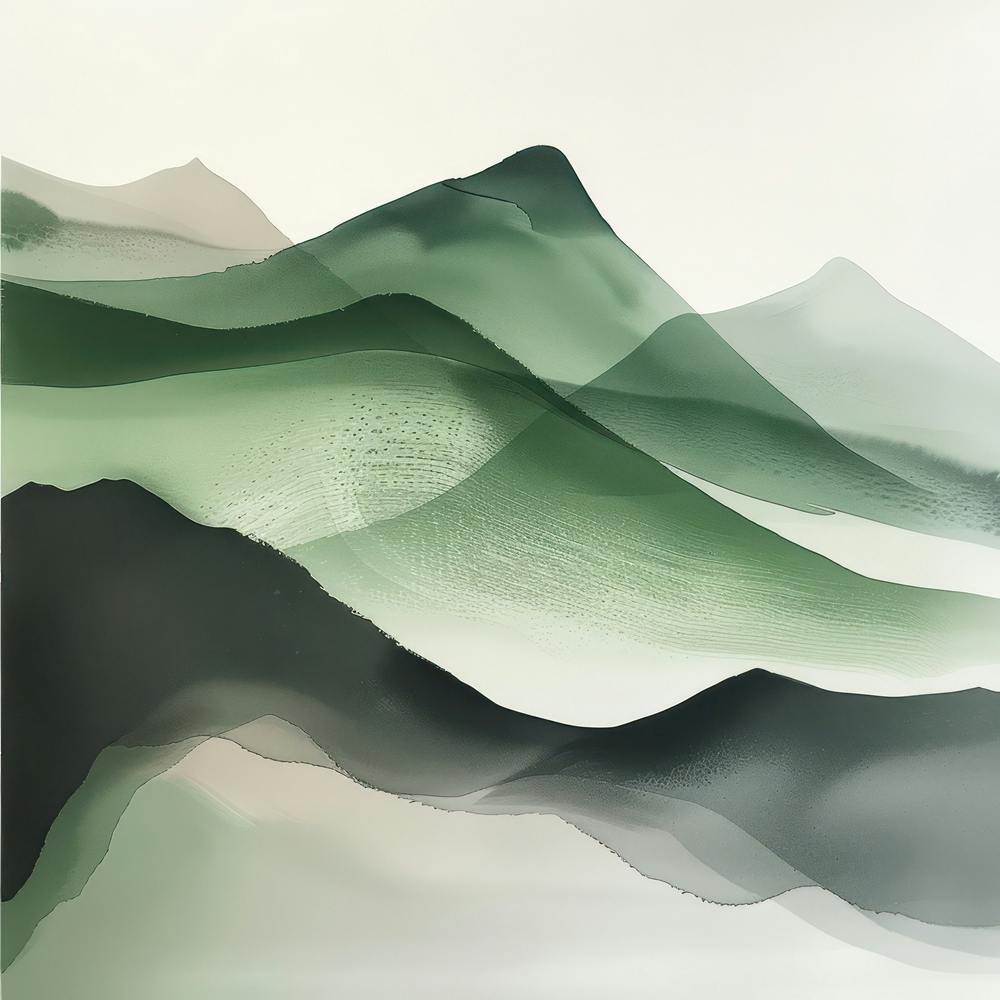 Japanese Watercolour Of Mount Hiei 1