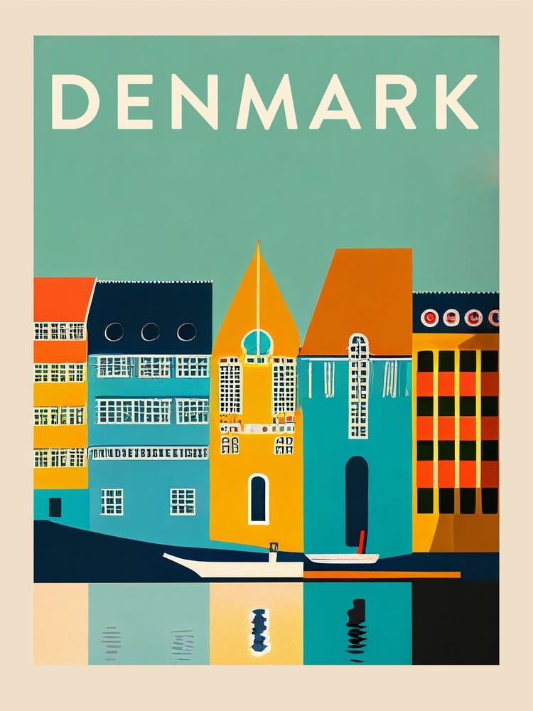 Denmark Vintage Travel Poster