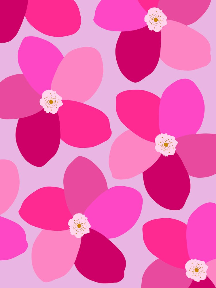 Hot Pink Retro Floral