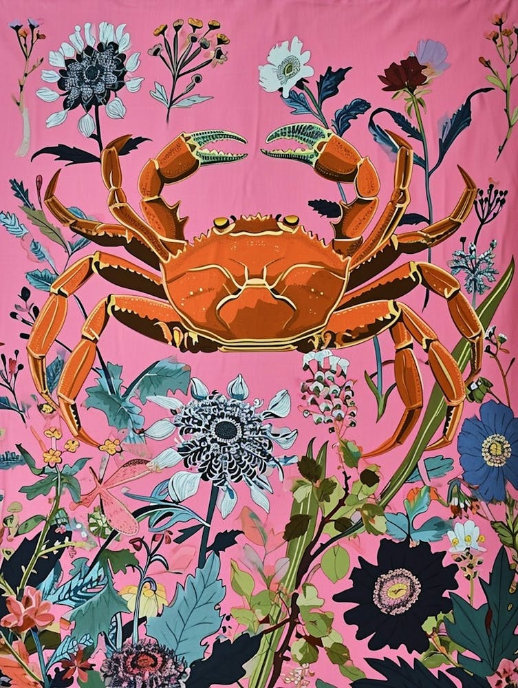 Floral Animal Painting Crab 3