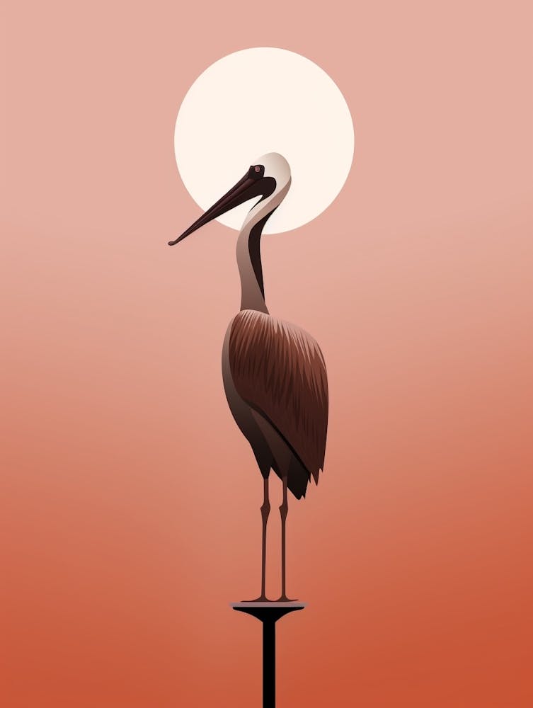 Minimalist Brown Pelican 3 Illustration