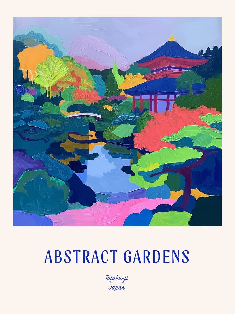 Colourful Gardens Tofuku Ji Japan 4 Blue Poster