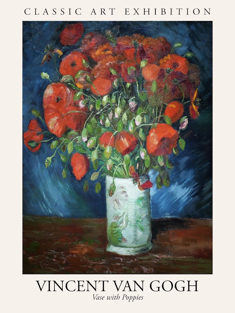 Vase mit Mohnblumen, Van Gogh Poster