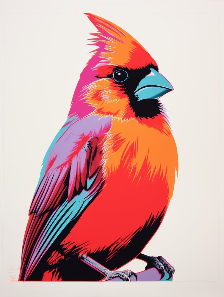 Andy Warhol Style Bird Cardinal 1