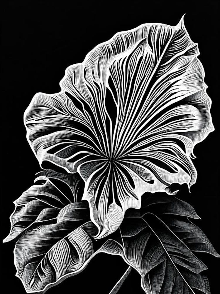 Hibiscus Leaf Linocut 1