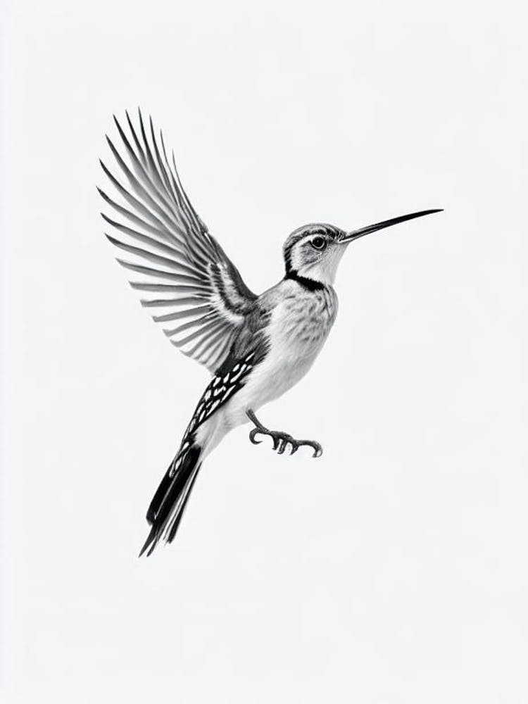 Hoopoe B&W Pencil Drawing 2 Bird