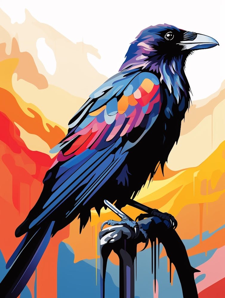 Colourful Geometric Bird Raven 1