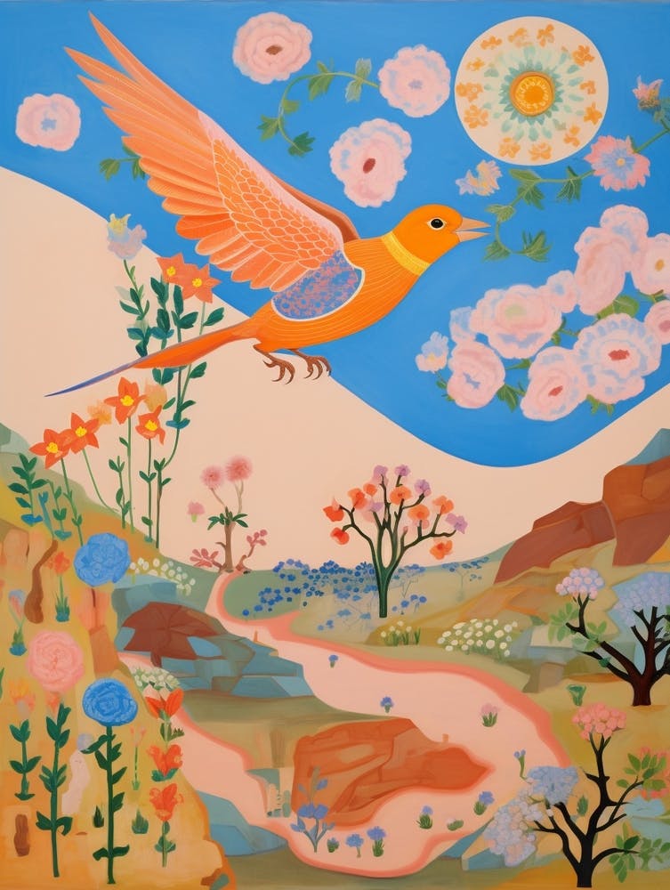 Maximalist Bird Painting Eastern Bluebird 1