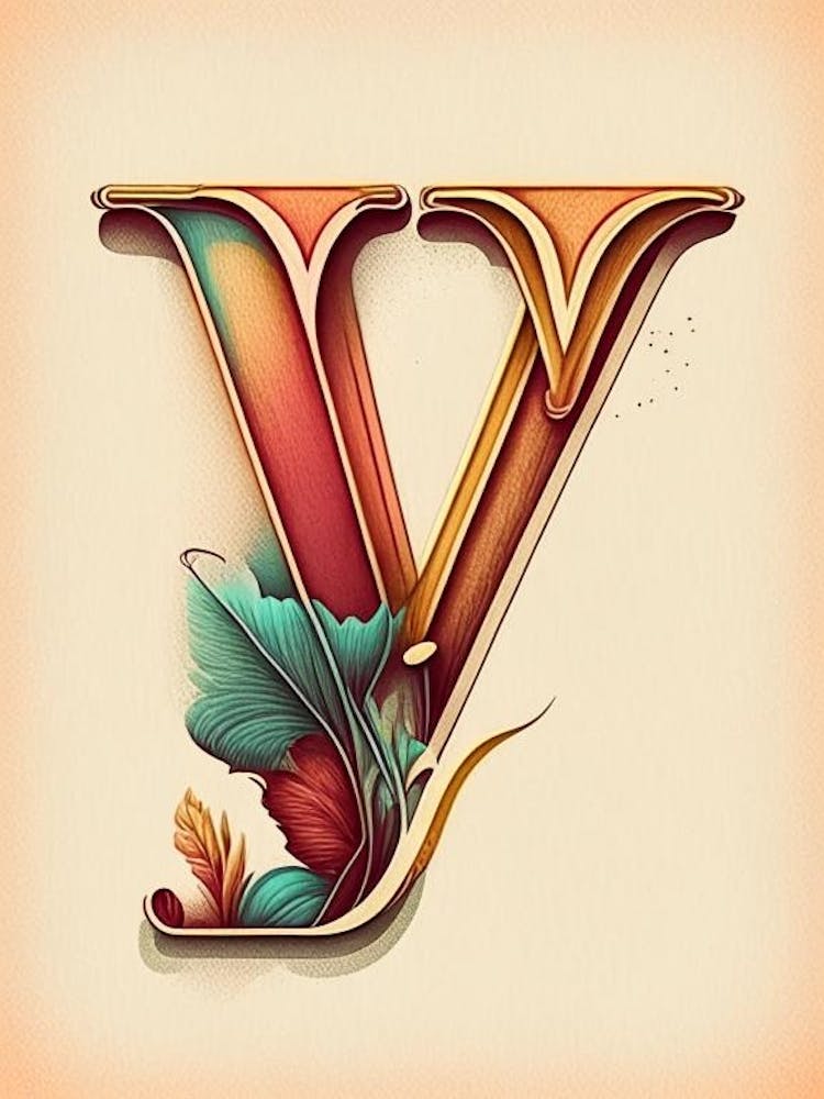 Y, Letter, Alphabet Retro Drawing 1