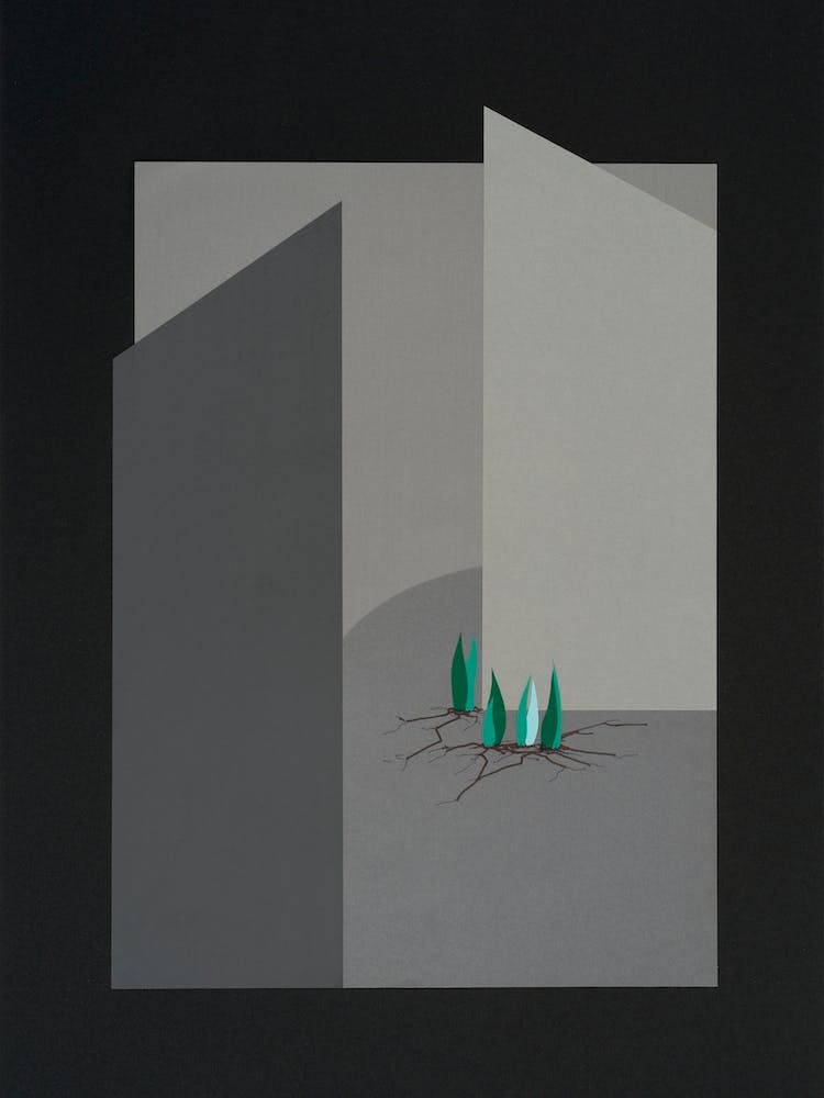 Nature Defies Concrete Environment. Grüne Sprossen