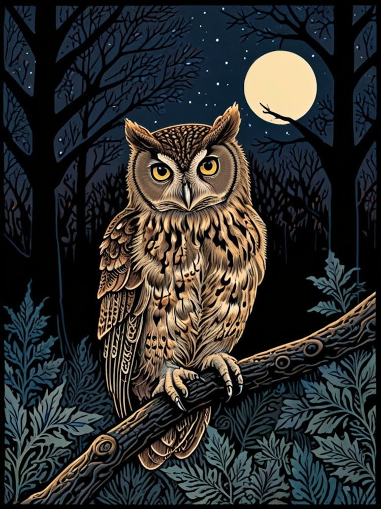 William Morris Owl At Night 1