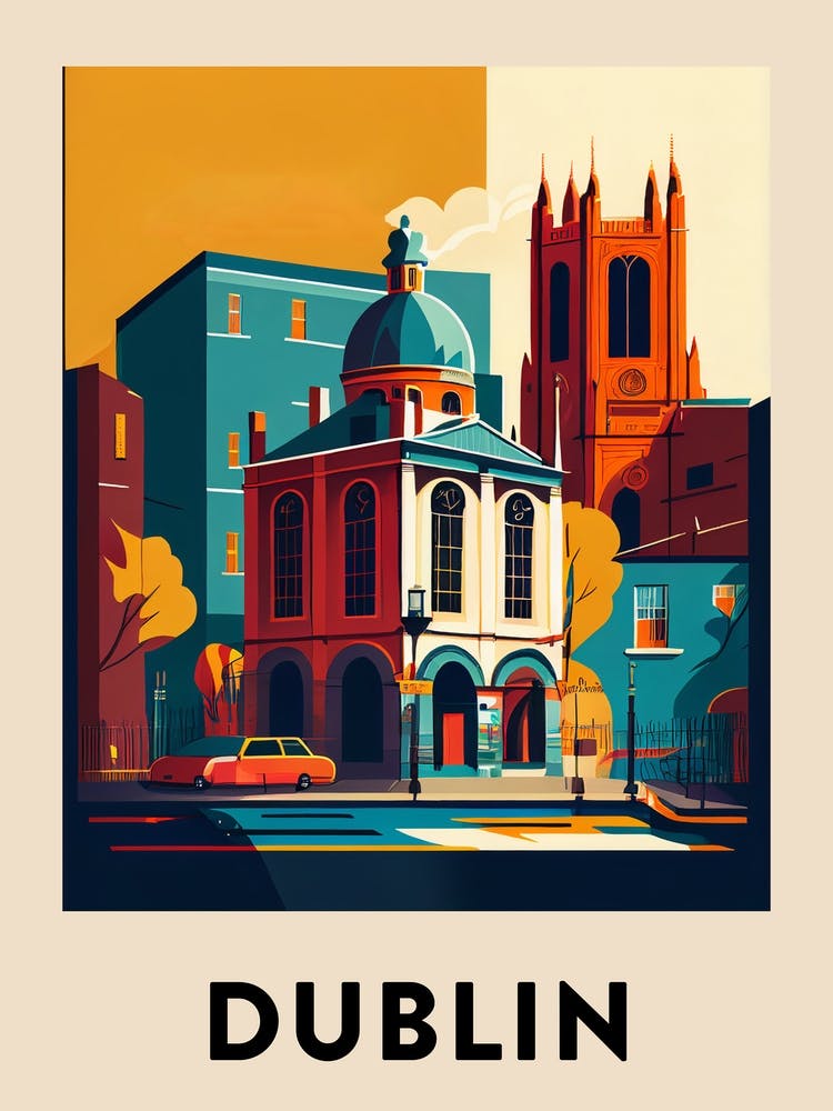 Dublin 3 Vintage Travel Poster