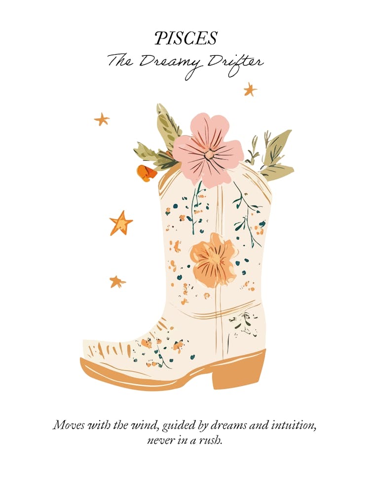 Pisces Cowboy Boots Zodiac Preppy Western Cowgirl
