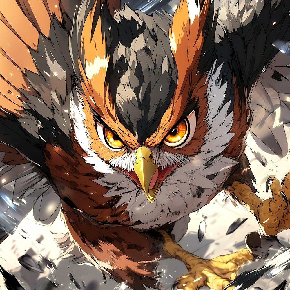 Aggressive Anime Owl Artwork Painting 5