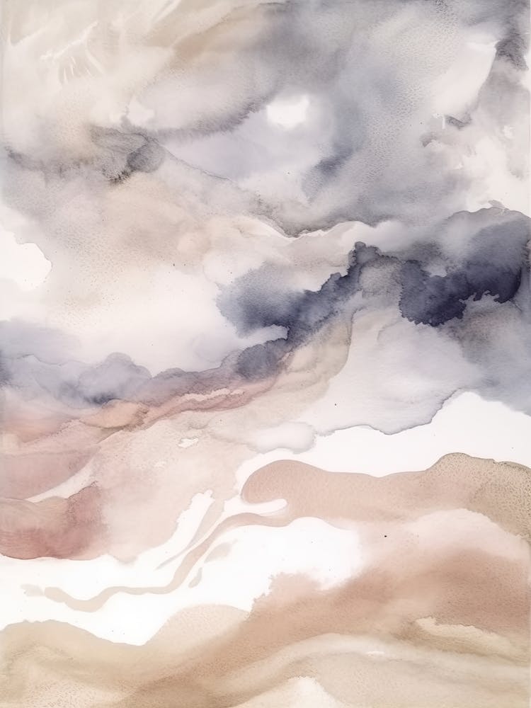 Aquarell Abstrakt Rosa und Beige 3