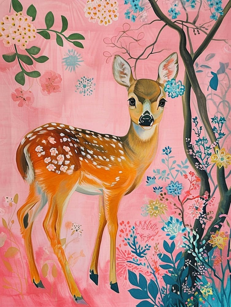 Floral Animal Painting Deer 4