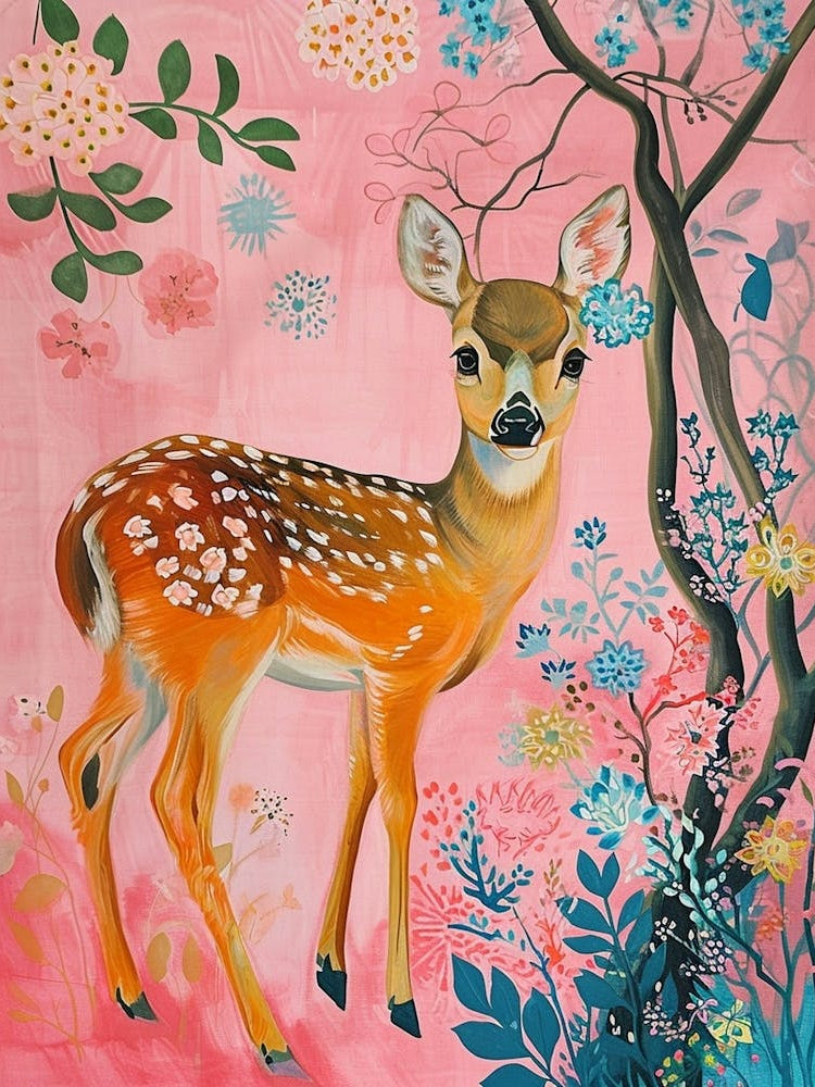 Floral Animal Painting Deer 4