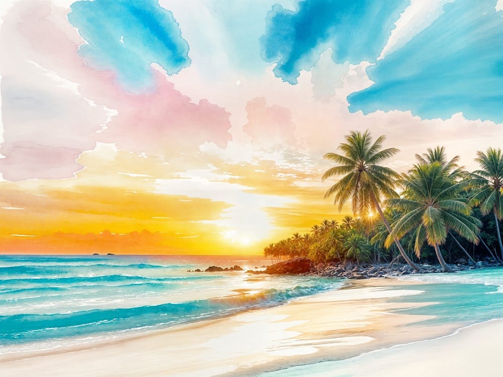 Exotic Thai Beach at Sunset