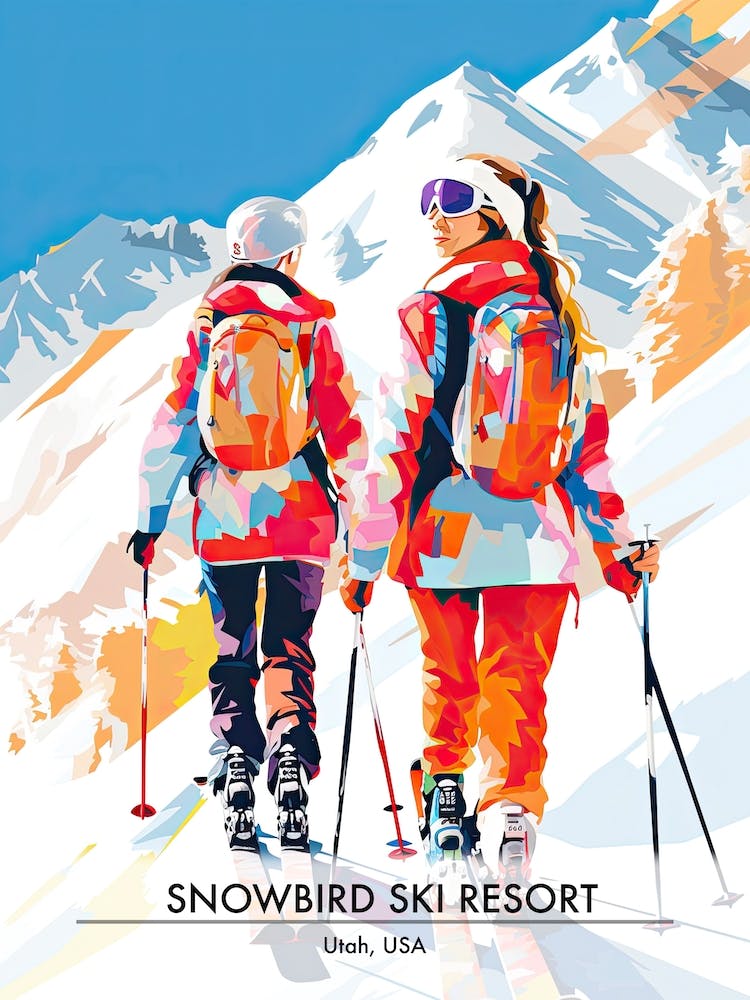 Snowbird Ski Resort   Utah Usa, Ski Resort Poster Illustration 3
