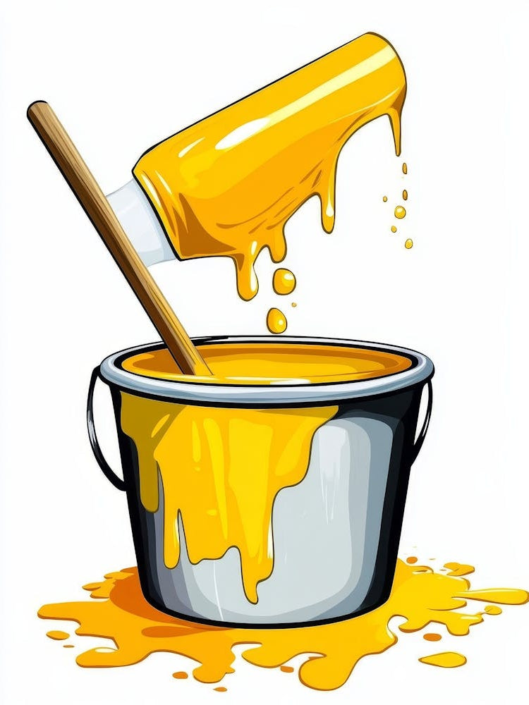 Yellow Paint In A Bucket