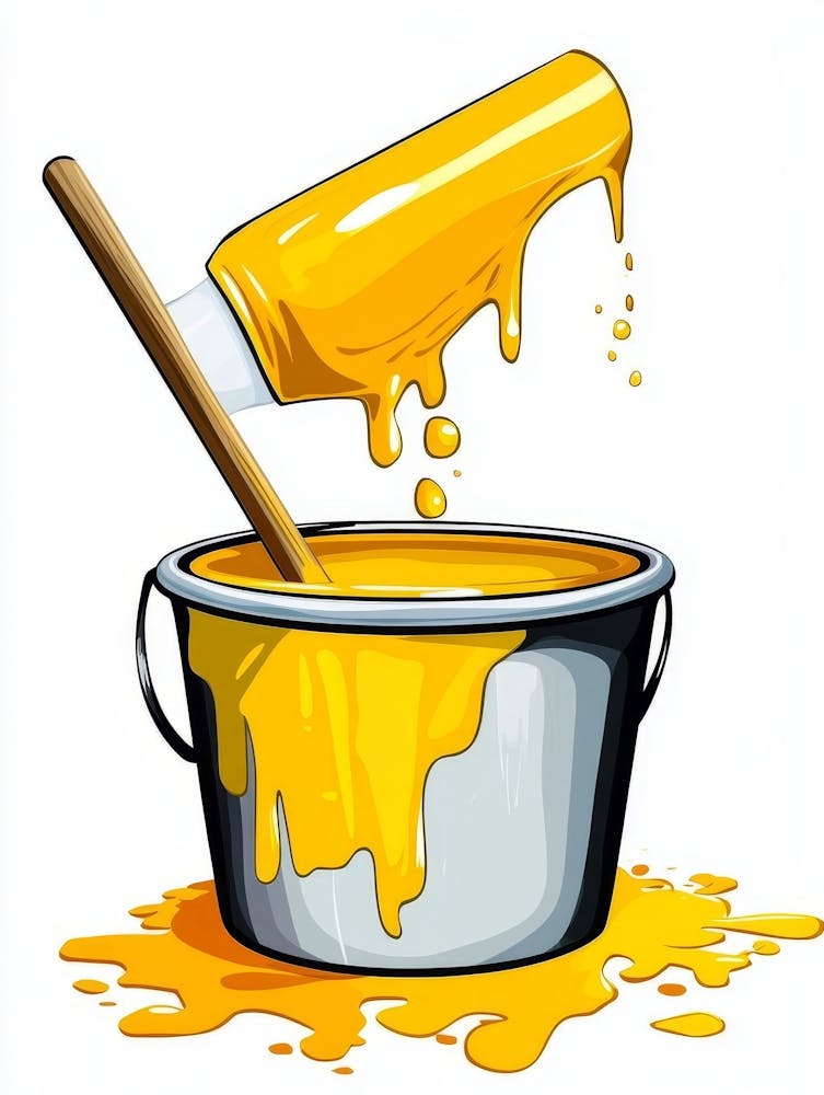 Yellow Paint In A Bucket