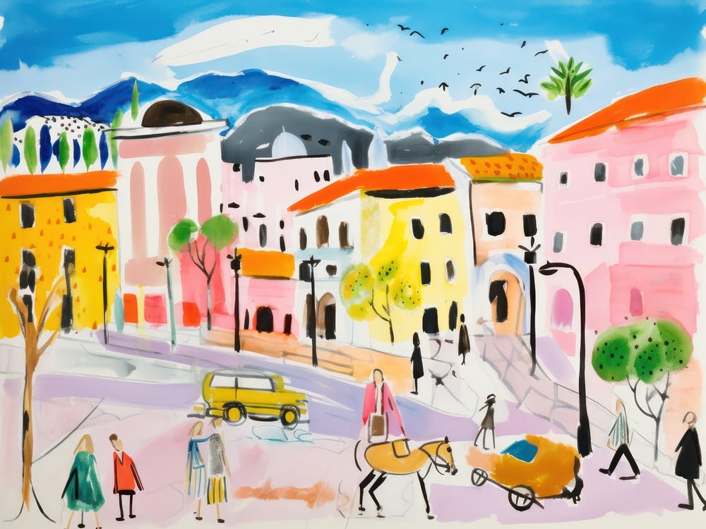 Pescara Italy Cute Watercolour Illustration 1