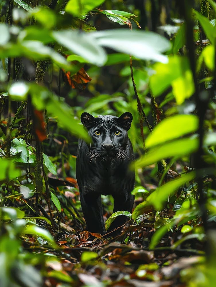 Black Panther In The Jungle.Generated AI. Wall 1