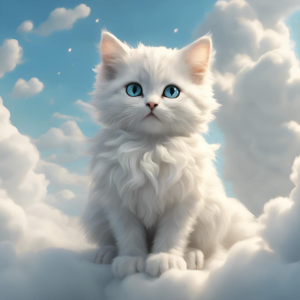 White Cat On Clouds