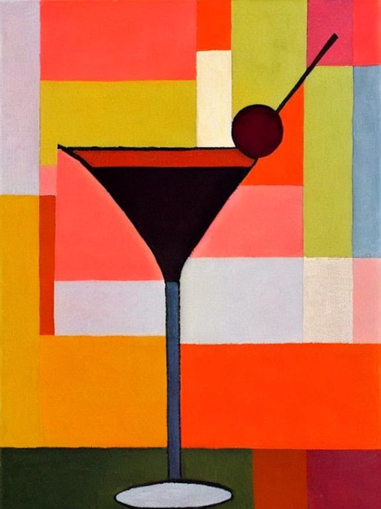 Espresso MCocktail Poster artini Paul Klee Inspired Abstract Cocktail Poster