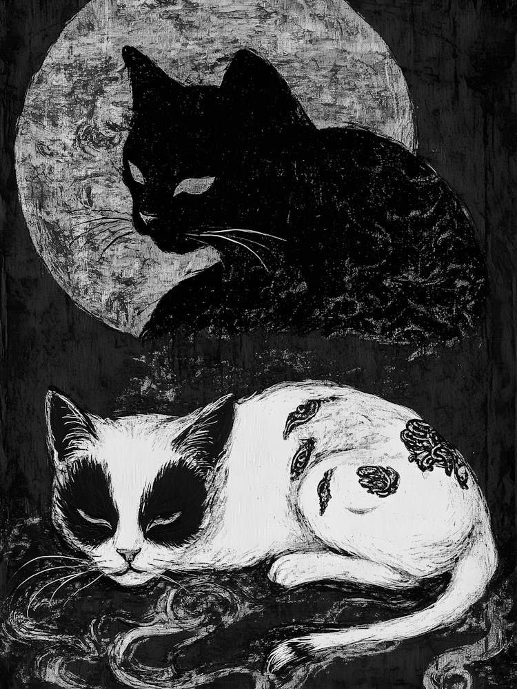 Katze und Mond