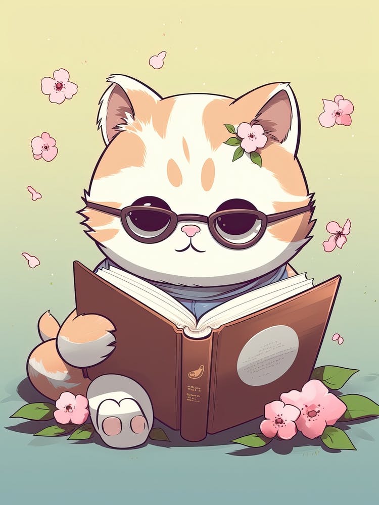 Kawaii Cat Drawings Reading 1