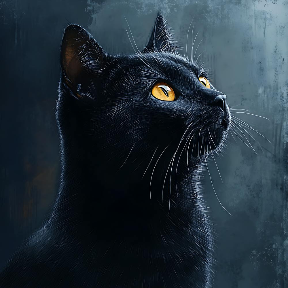 Black Cat Serene Oil Painting 9