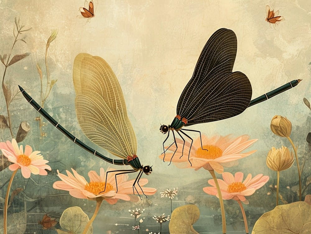 Floral Animal Illustration Dragonfly 2