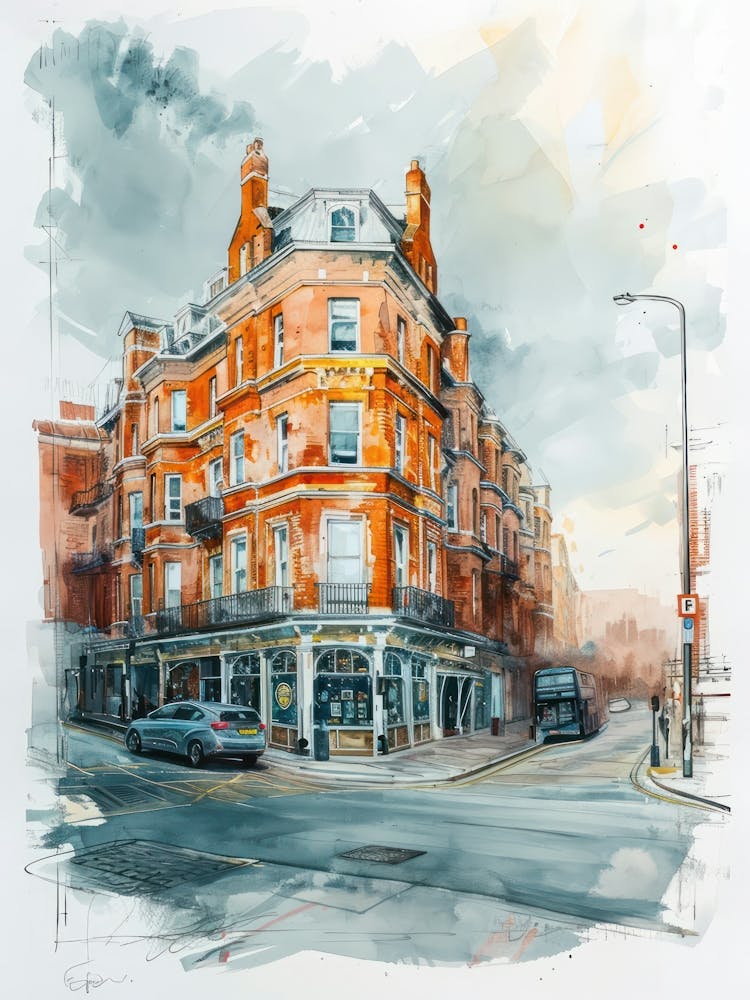 Lambeth London Borough   Street Watercolour 2