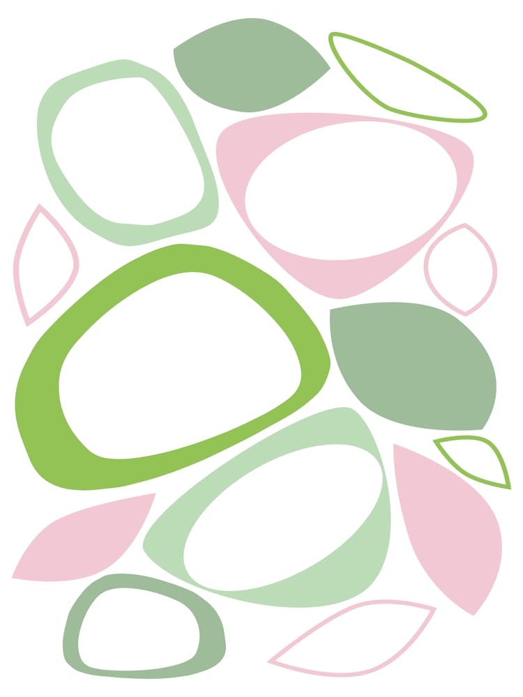 Mid Century Modern Abstract 8 Green And Pink