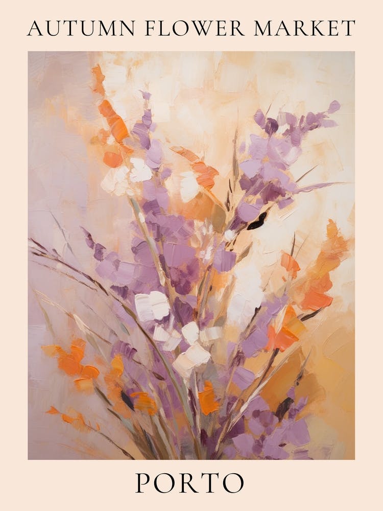 Autumn Flower Market Poster Porto