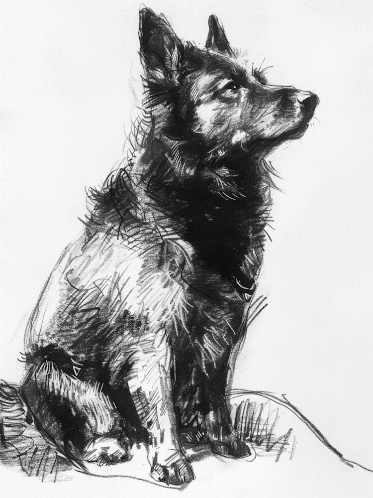 Norwegian Buhund Dog Charcoal Line 2