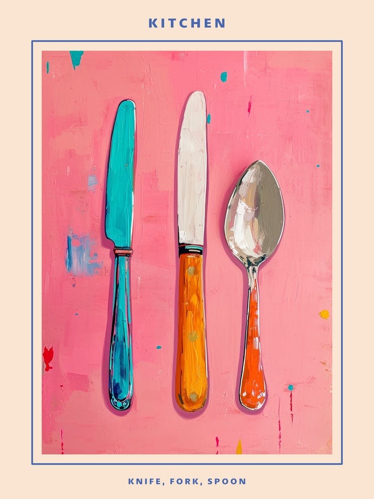 Kitsch Knife Fork Spoon Brushstrokes 1poster