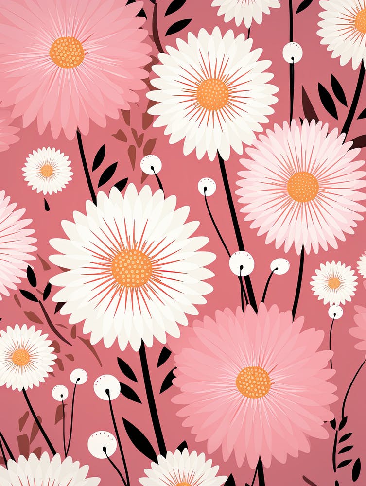 Pink Daisy Pattern Flowers