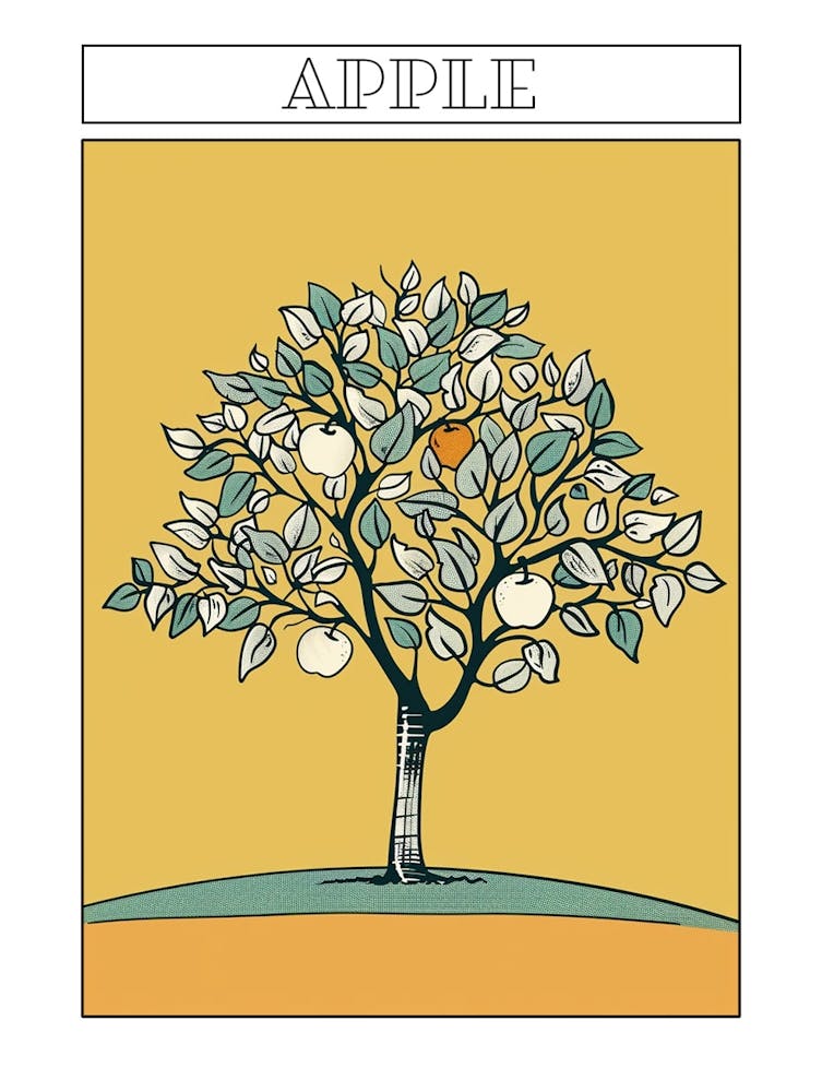 Apple Tree Minimalistic Drawing 2 Poster
