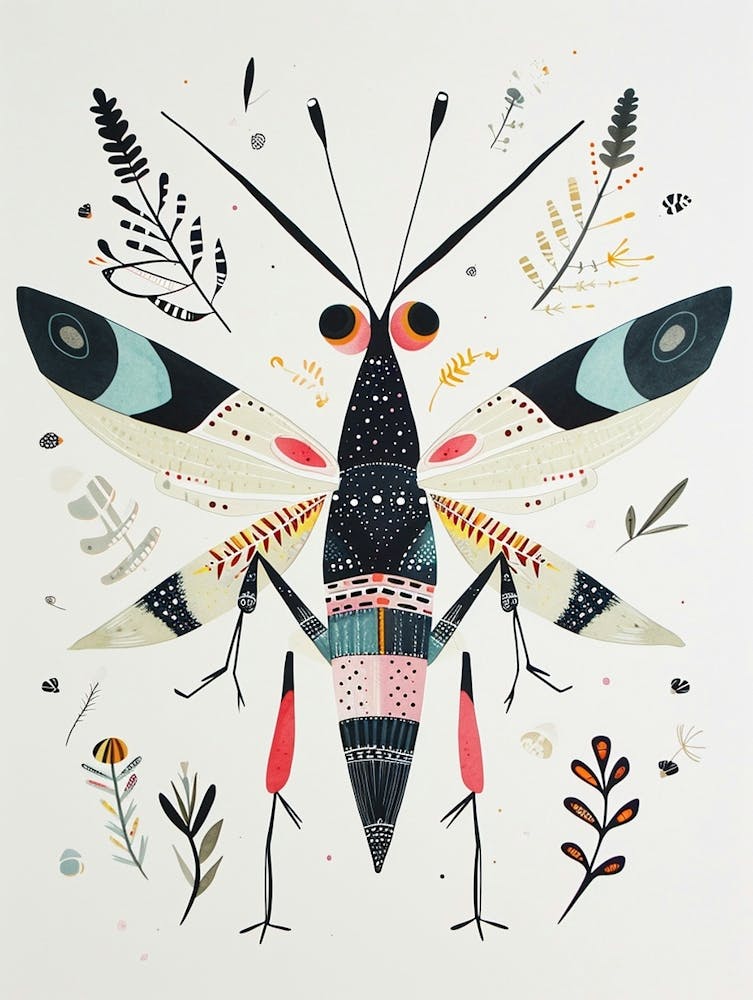 Colourful Insect Illustration Cricket 10