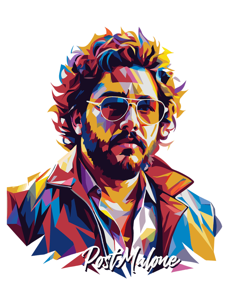Post Malone 02 Portrait Music Icon WPAP Pop Art Style