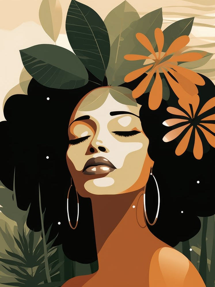 Afro Girl In The Jungle